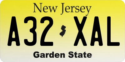 NJ license plate A32XAL