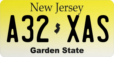 NJ license plate A32XAS