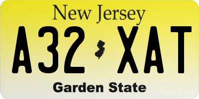 NJ license plate A32XAT