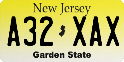 NJ license plate A32XAX