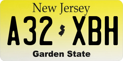 NJ license plate A32XBH