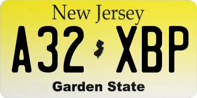 NJ license plate A32XBP