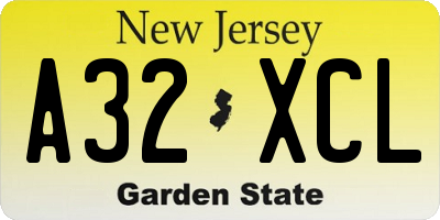 NJ license plate A32XCL