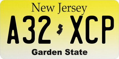 NJ license plate A32XCP