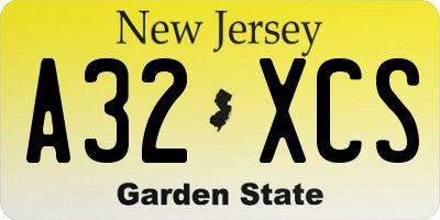 NJ license plate A32XCS