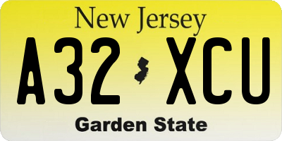 NJ license plate A32XCU