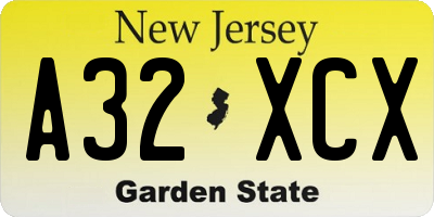 NJ license plate A32XCX