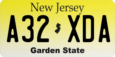 NJ license plate A32XDA