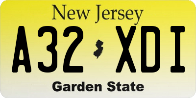 NJ license plate A32XDI
