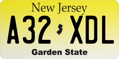 NJ license plate A32XDL