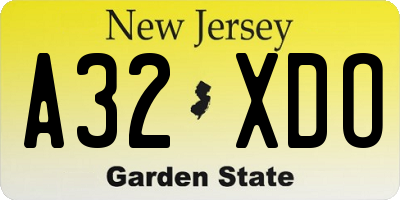 NJ license plate A32XDO