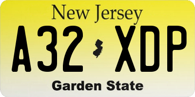 NJ license plate A32XDP