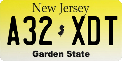 NJ license plate A32XDT