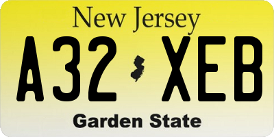 NJ license plate A32XEB