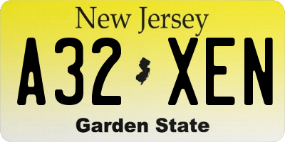 NJ license plate A32XEN