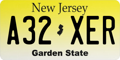 NJ license plate A32XER
