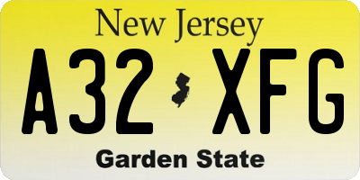 NJ license plate A32XFG