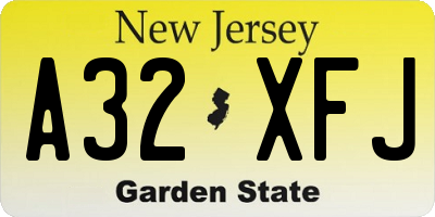 NJ license plate A32XFJ