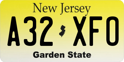 NJ license plate A32XFO