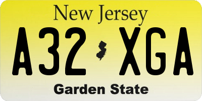 NJ license plate A32XGA
