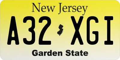 NJ license plate A32XGI