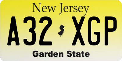 NJ license plate A32XGP