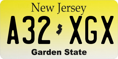 NJ license plate A32XGX