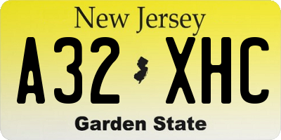 NJ license plate A32XHC