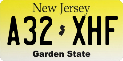 NJ license plate A32XHF