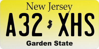 NJ license plate A32XHS