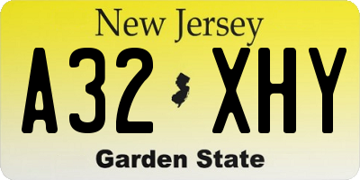 NJ license plate A32XHY