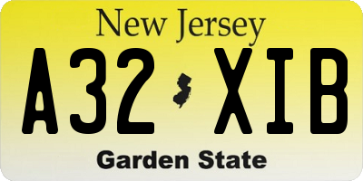 NJ license plate A32XIB