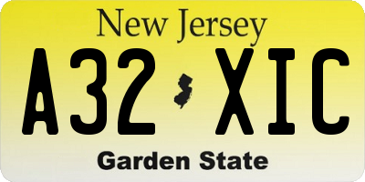 NJ license plate A32XIC