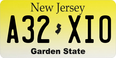 NJ license plate A32XIO