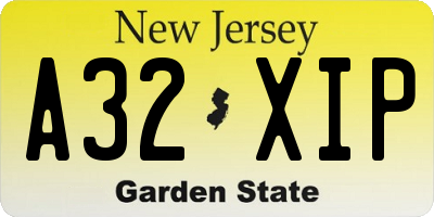 NJ license plate A32XIP