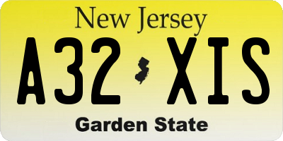 NJ license plate A32XIS