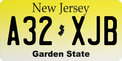 NJ license plate A32XJB