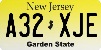 NJ license plate A32XJE