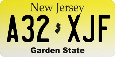 NJ license plate A32XJF