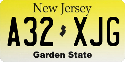 NJ license plate A32XJG