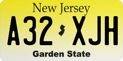 NJ license plate A32XJH