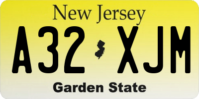 NJ license plate A32XJM