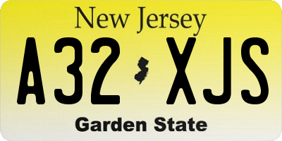 NJ license plate A32XJS