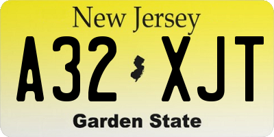 NJ license plate A32XJT