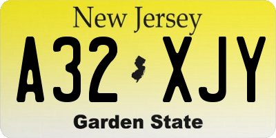 NJ license plate A32XJY