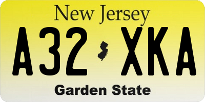NJ license plate A32XKA