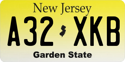 NJ license plate A32XKB