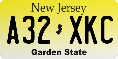NJ license plate A32XKC