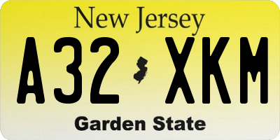 NJ license plate A32XKM