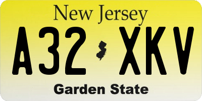 NJ license plate A32XKV